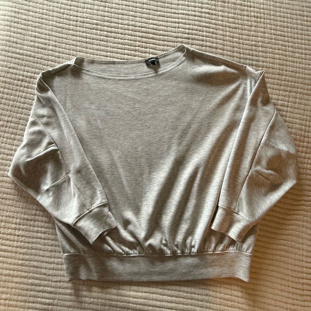 Express Off-Shoulder Light Gray Women's Knit Top - Picture 6 of 7